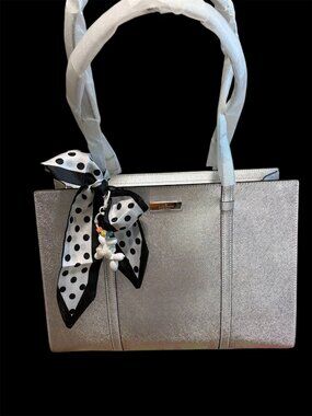KATE SPADE-KENZIE METALLIC LARGE TOTE BAG NWT WITH DUSTY